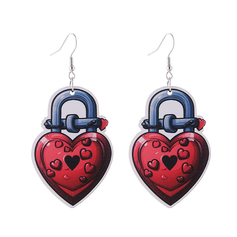 Wholesale Valentine's Day Pink Series Love Hot Air Balloon Dwarf Wooden Earrings